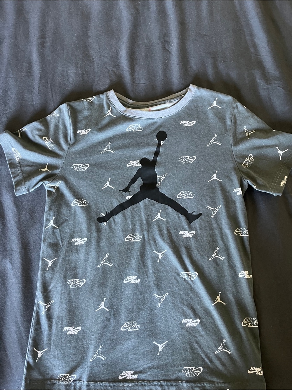 Jordan Boys' Short Sleeve Tee in Black with White Logo Print